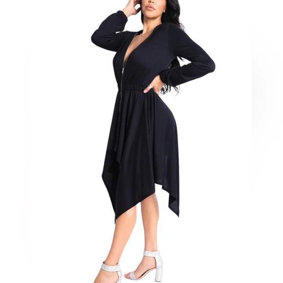 Long Sleeves Hooded Drape Dress Full Zipper Jacket Dress
New - Picture 5 of 6
